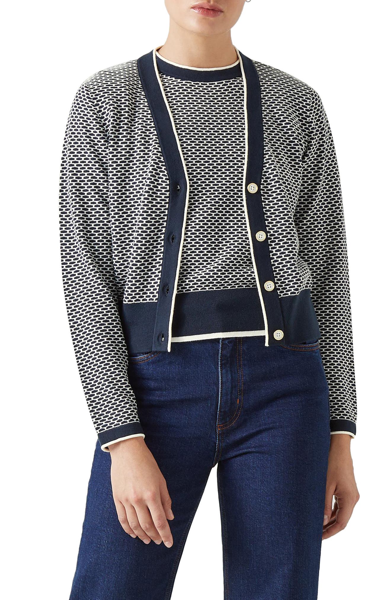Cardigan Noir LK Bennett Avec Bijoux Au Col - Taille L - Occasion Très Bon état