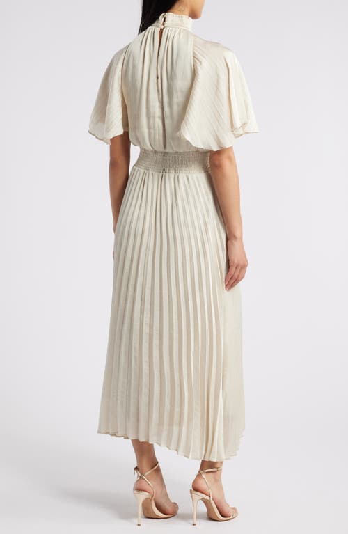 Shop Julia Jordan Flutter Sleeve Pleated Midi Dress In Cream