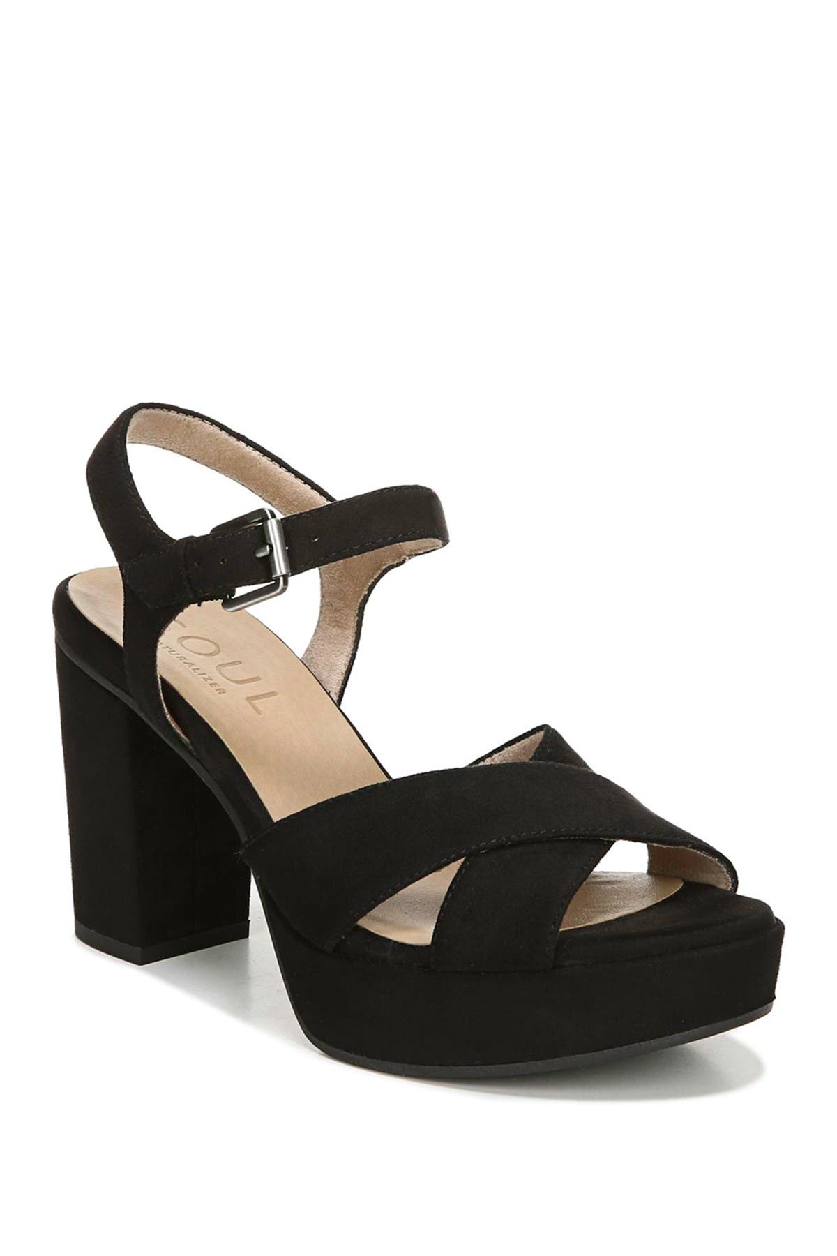 wide width black block heels