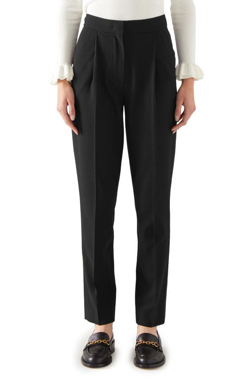 LK Bennett Lilly Pleated Tapered Crepe Pants Black at Nordstrom, Us