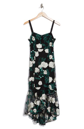 SAM EDELMAN SAM EDELMAN VINE FLOWER EMBROIDERED MIDI DRESS