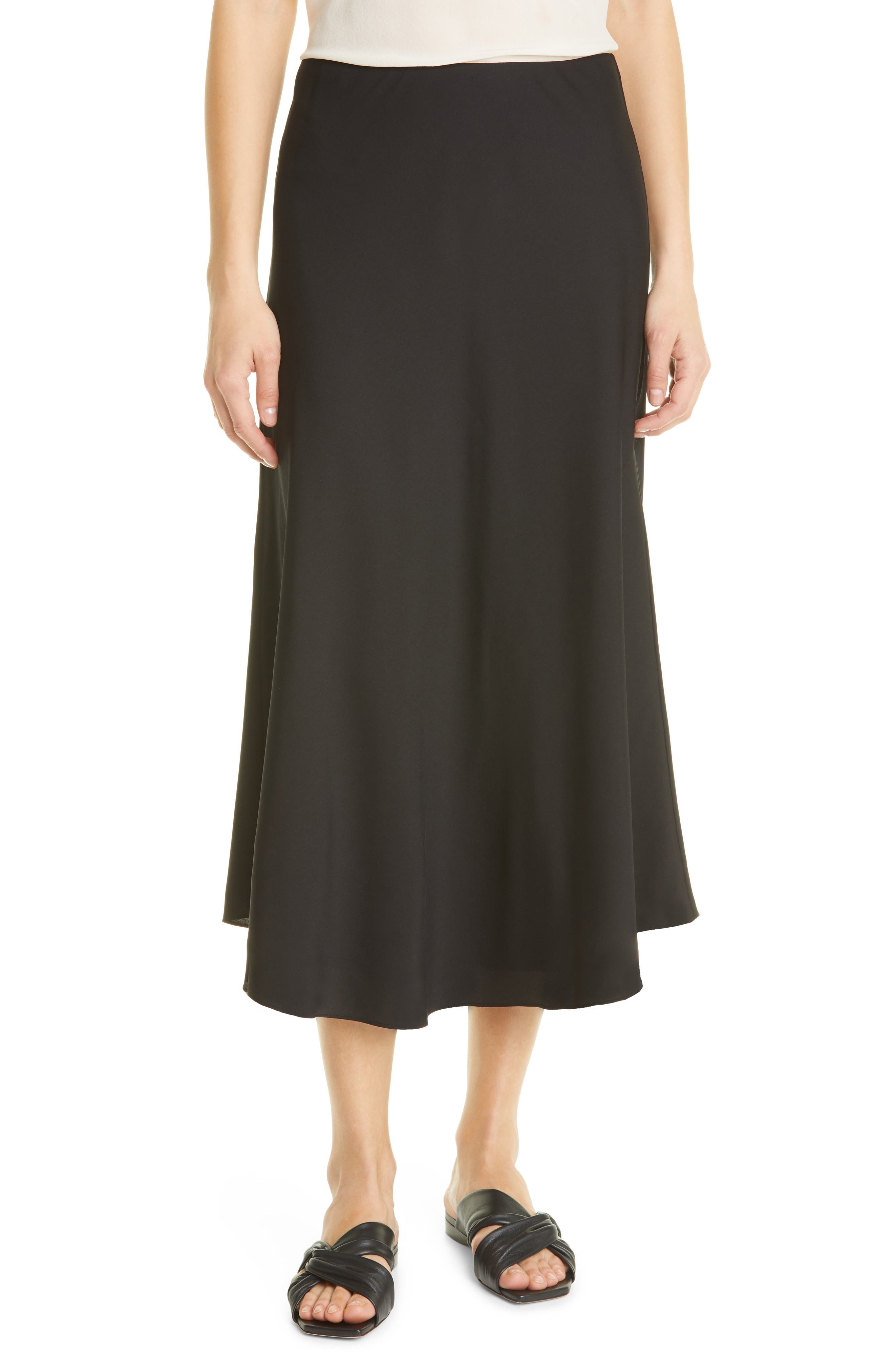 silk skirt black