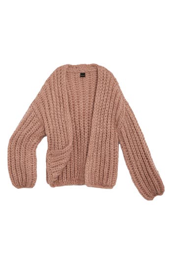 Saachi Chunky Knit Cardigan In Taupe