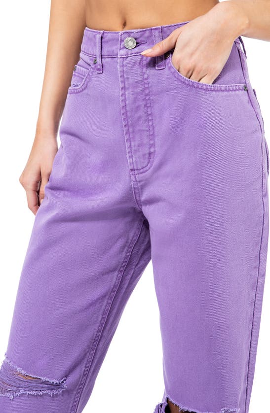 Shop Afrm Oden Ripped High Waist Wide Leg Jeans In Deep Lavender