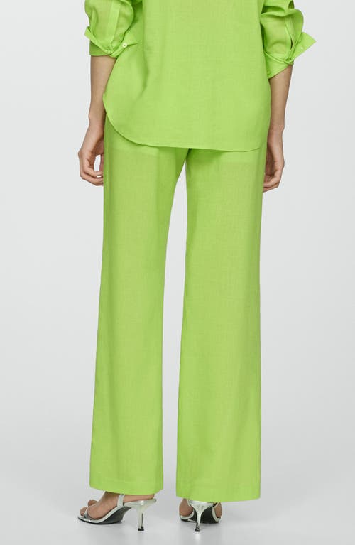 Mango Straight Lyocell Trousers Green In Green