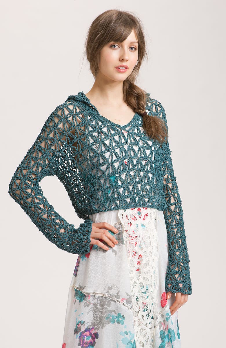 Free People Crochet Net Sweater Hoodie Nordstrom