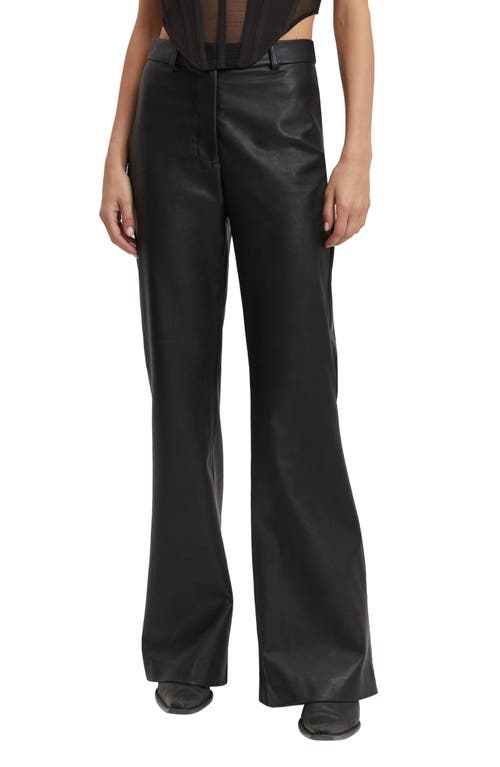 Halifax High Waist Faux Leather Flare Leg Pants in Black