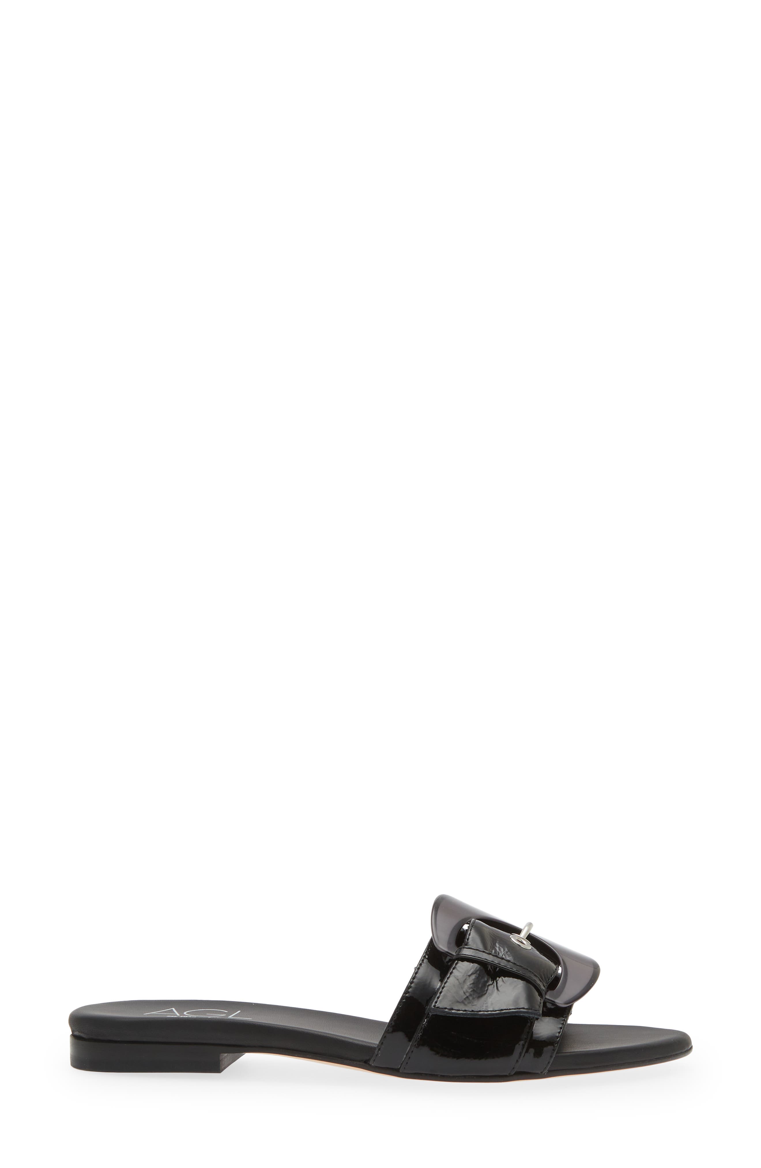 AGL Alice Buckle Slide Sandal in Nero Nero Smart Closet