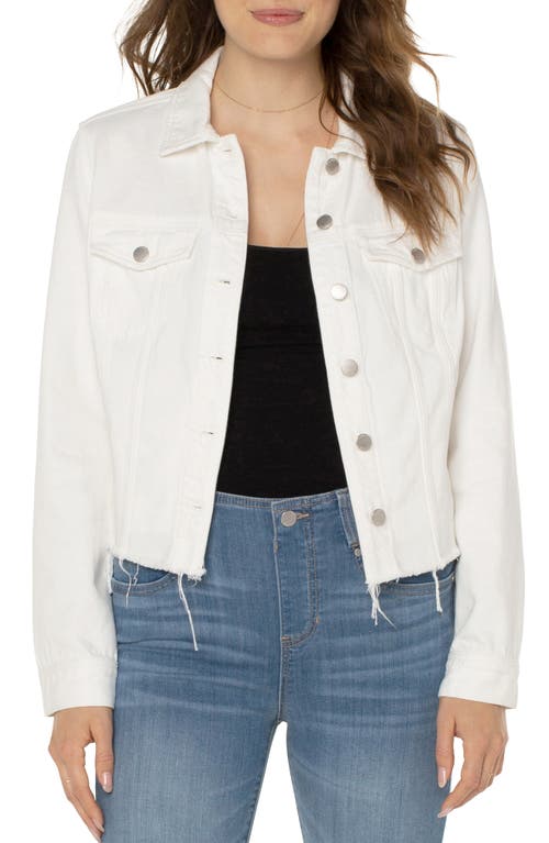 Liverpool Los Angeles Shredded Denim Jacket Prairie Wht Des at Nordstrom,