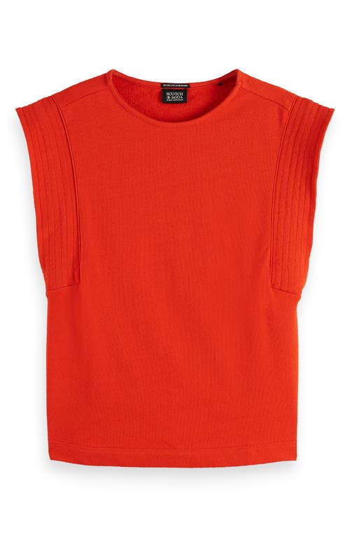 Shop Scotch & Soda Cap Sleeve Cotton T-shirt In Flame Red