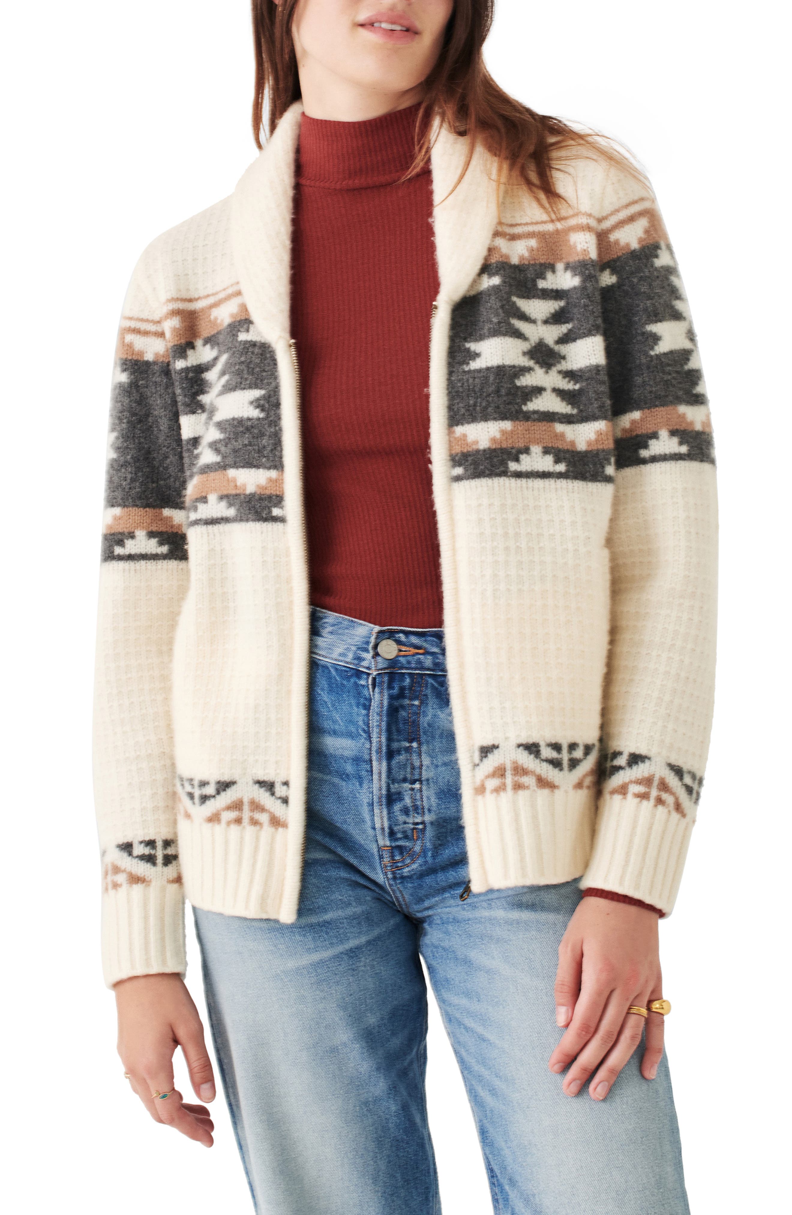 Faherty x B.Yellowtail Fair Isle Wool Blend Cardigan in Great Plains |  Smart Closet