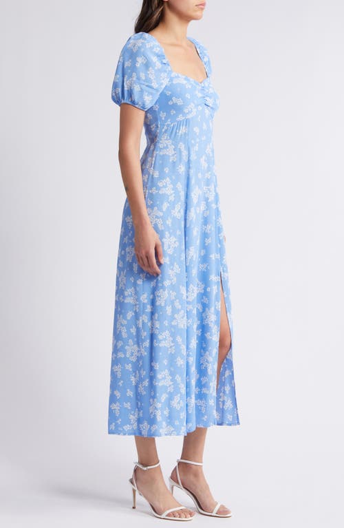 Shop & Other Stories Floral Puff Sleeve Midi Dress In Blue Light