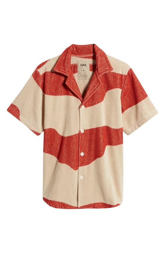 Shop Oas Amber Dune Terry Cloth Camp Shirt In Terracotta