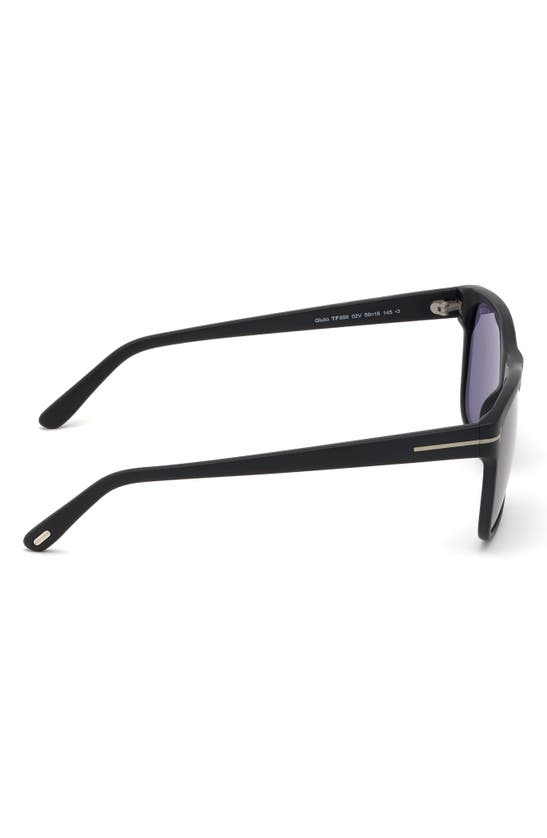 Tom Ford Giulio 57mm Geometric Sunglasses In Matte Black/ Blue Smoke