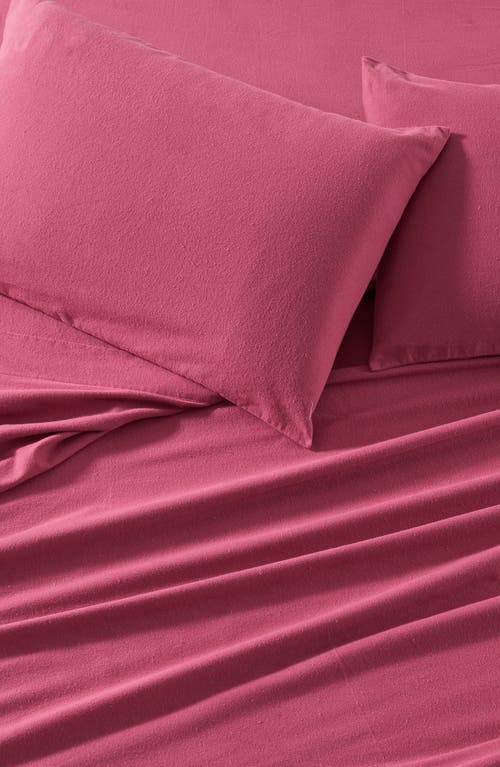 Woven & Weft Solid Cotton Flannel Sheet Set In Pink Frost