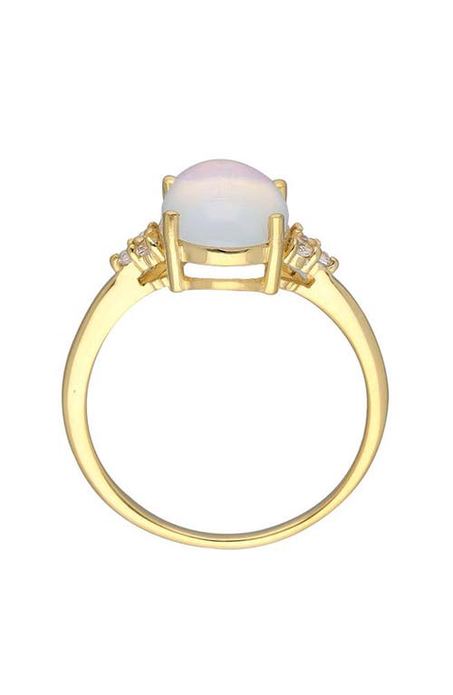 Ys Gems 18k Gold Plated Oval Cut Opal Ring In White