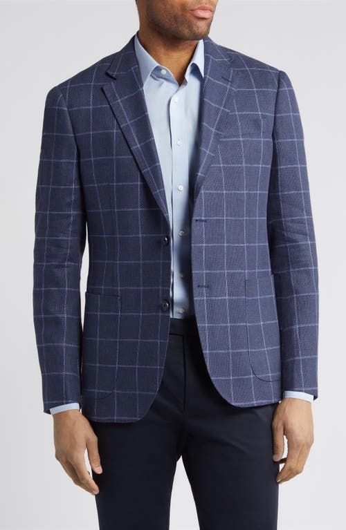 Nordstrom Windowpane Check Linen Blend Sport Coat in Navy Pop Windowpane at Nordstrom, Size 44 Short