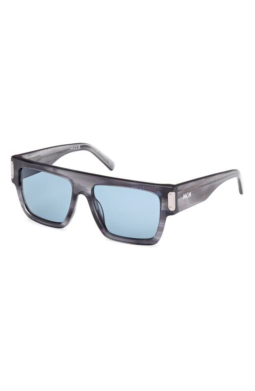 Shop Mcm 54mm Rectangular Sunglasses In Grey/other/blue