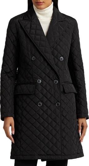 LAUREN RALPH LAUREN CREST-PATCH FUNNELNECK DOWN COAT, Black Women's Shell  Jacket