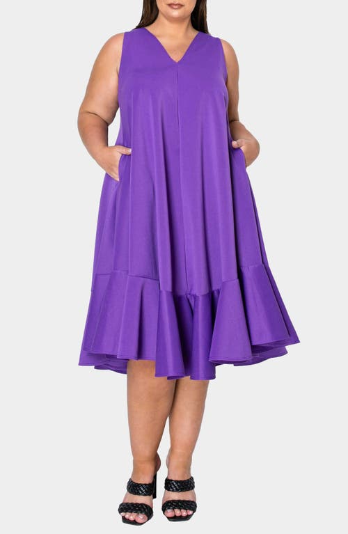 Shop L I V D Simone Pocket Stretch Sleeveless A-line Dress In Purple