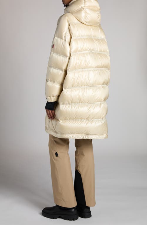 Moncler Grenoble Rochelairs Down Long Parka In Camel