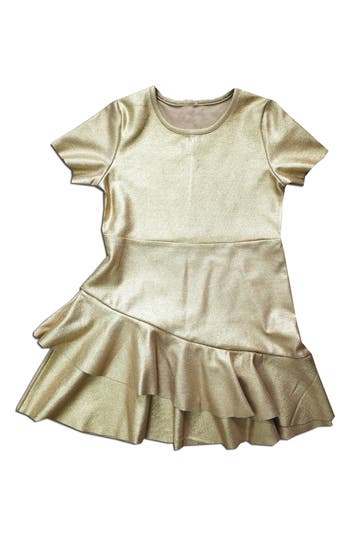 Joe-ella Little Girl's & Girl's Marisa Metallic Dress In Gold