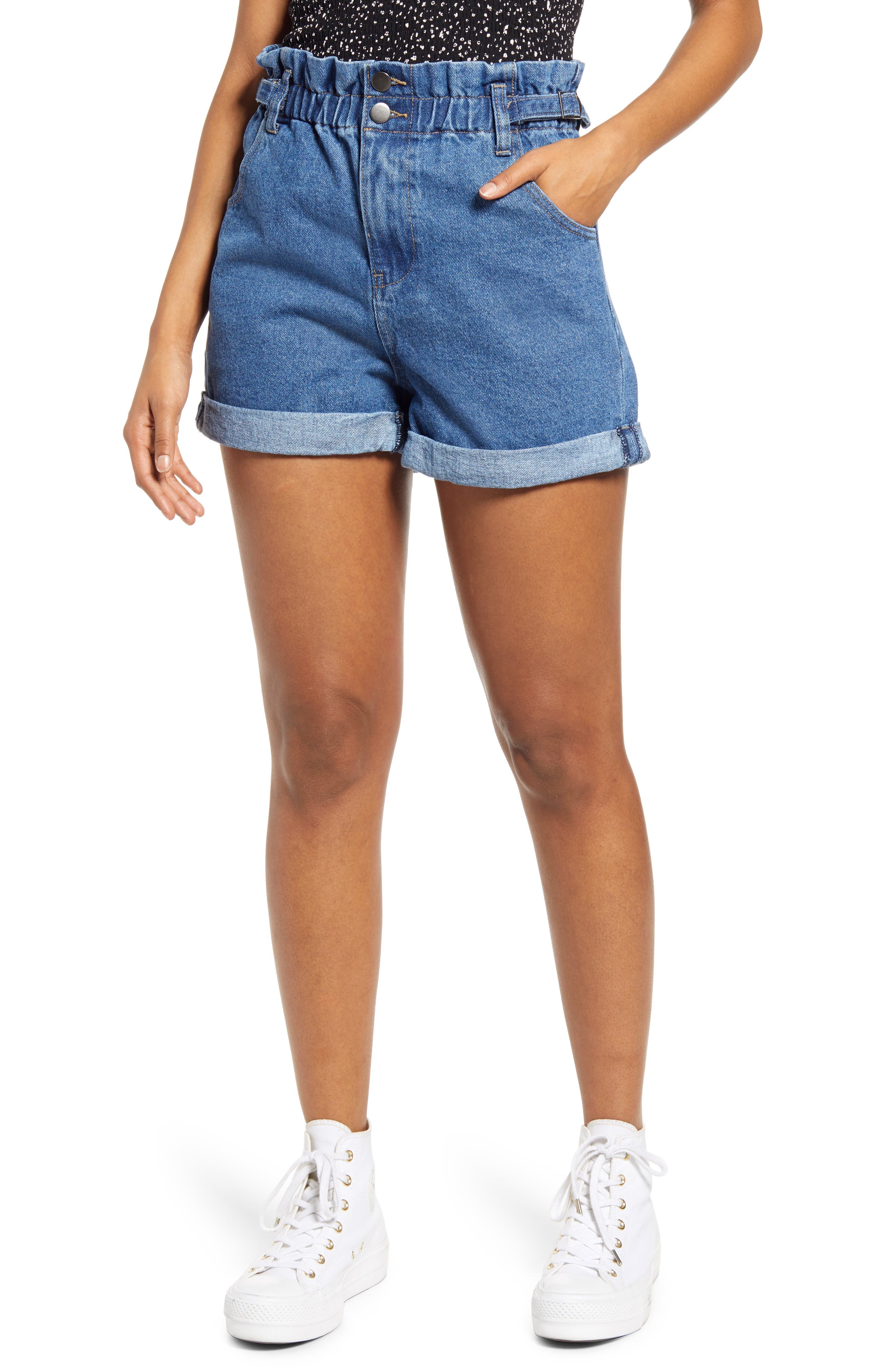 dark blue jean shorts womens