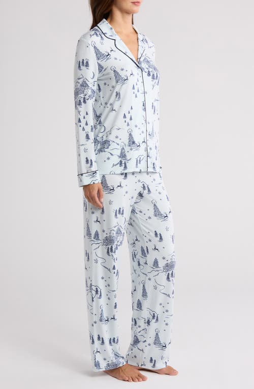 Shop Nordstrom Moonlight Eco Knit Pajamas In Blue Chateau Toile