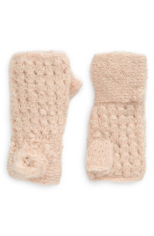 Mae Embroidered Fingerless Mohair & Wool Gloves in Blush