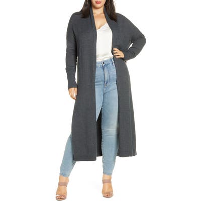 Plus Size Leith Longline Open Cardigan, Grey