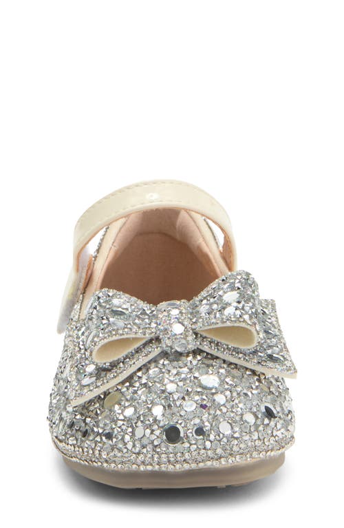 Shop Doe A Dear Kids' Embellished Mary Jane Flat In Beige/silver