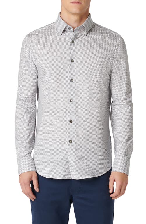 Bugatchi Jules OoohCotton® Fish Scale Print Button-Up Shirt in Cement 