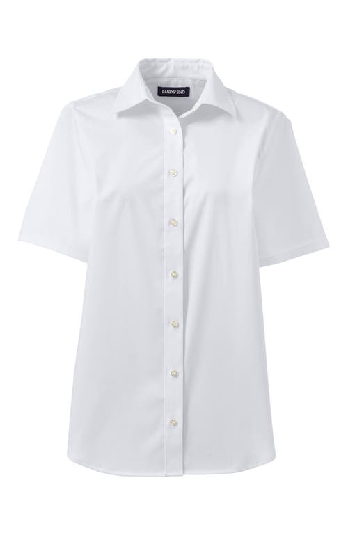 Lands' End School Uniform No Gape Short Sleeve Stretch Shirt In Pearl White