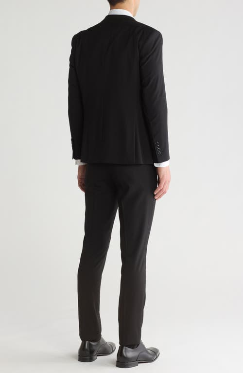 Gino Vitale Skinny Fit Solid Stretch Three Piece Suit In Black