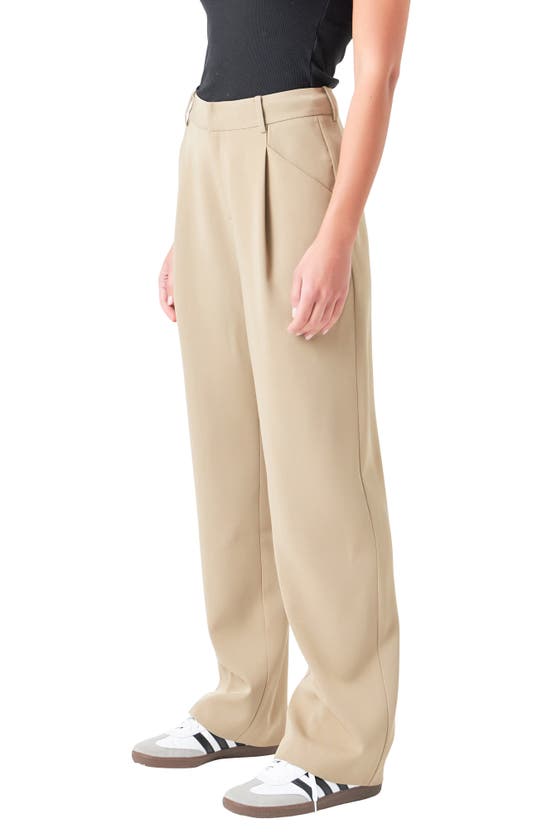 Shop Grey Lab High Waist Wide Leg Pants In Khaki