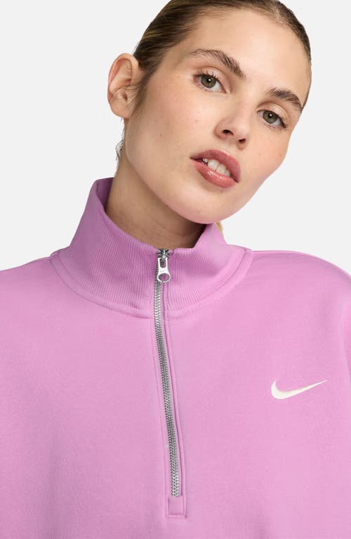 Shop Nike Sportswear Phoenix Fleece Crop Sweatshirt In Beyond Pink/sail