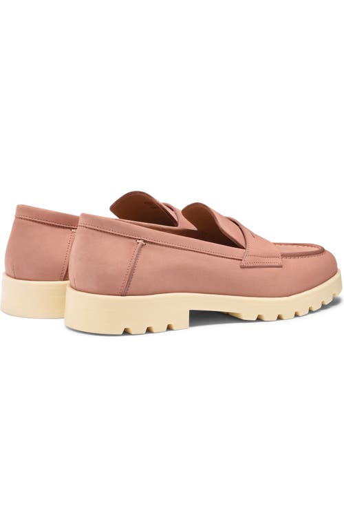 Shop Santoni Pink Nubuck Lugsole Loafer