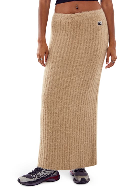 Eyelash Rib Column Sweater Skirt in Mink