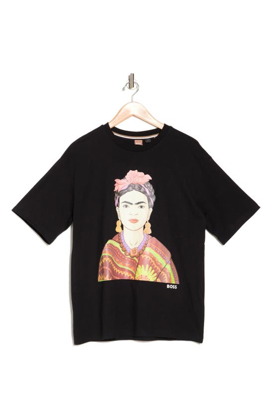 Shop Hugo Boss Boss Frida Kahlo Cotton Graphic T-shirt In Black