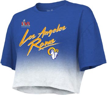 Women's New Era White/Royal Los Angeles Rams Third Down Colorblock T-Shirt