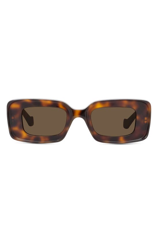 Loewe Chunky Anagram 46mm Rectangular Sunglasses In Dark Havana / Brown