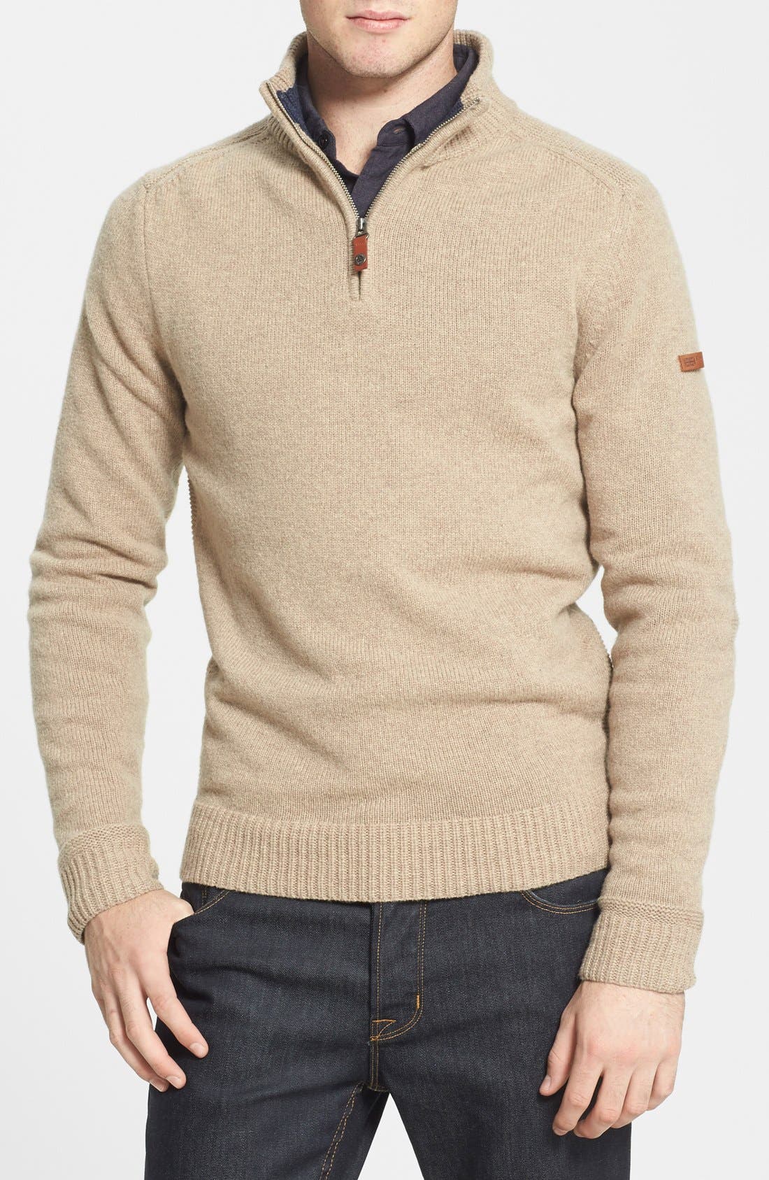 tan quarter zip sweater
