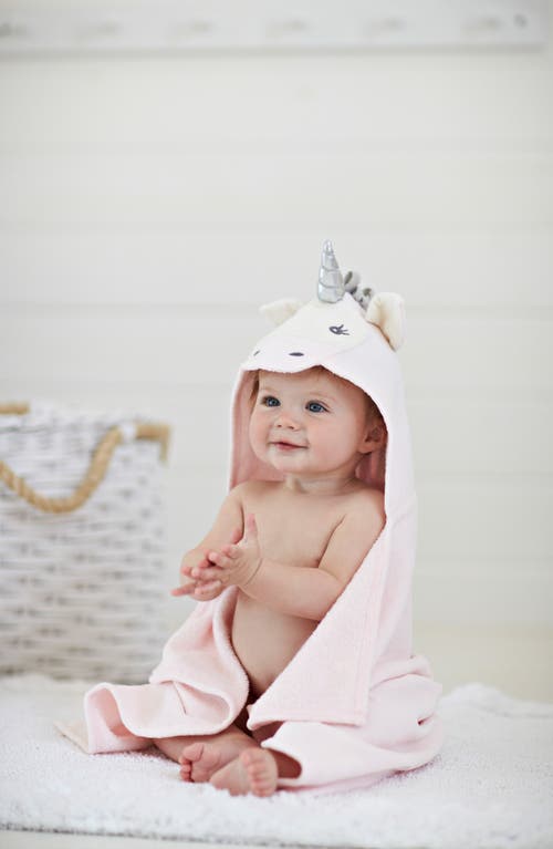 Elegant Baby Terry Velour Hooded Unicorn Towel In Unicorn