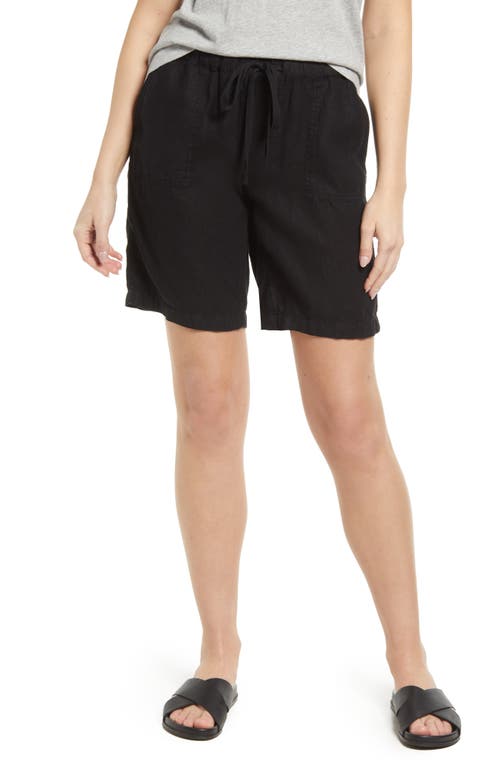Caslon(R) 9-Inch Linen Shorts in Black