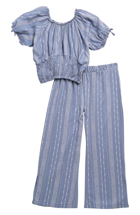 Jessica Simpson Kids' Smocked Top & Wide Leg Pants Set In Blue