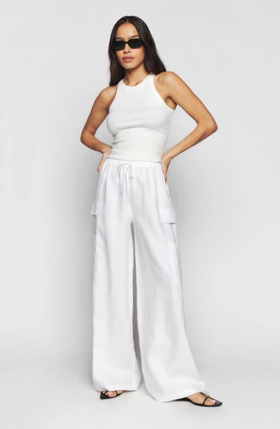 Reformation Ethan Linen Pants In White | ModeSens