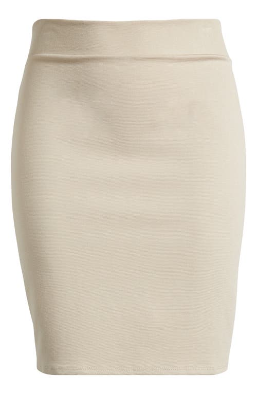 24seven Comfort Apparel Solid Color Elastic Waist Stretch Skirt In Mocha