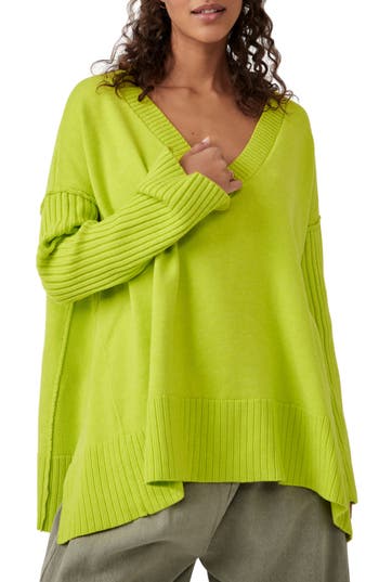 Free People Orion A-line Tunic Sweater In Acid Lime