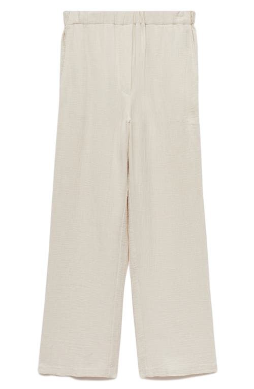 Mango Stripe Straight Leg Pants In Ecru