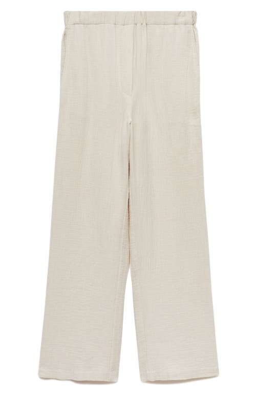 Shop Mango Gauzy Wide Leg Pants In Ecru